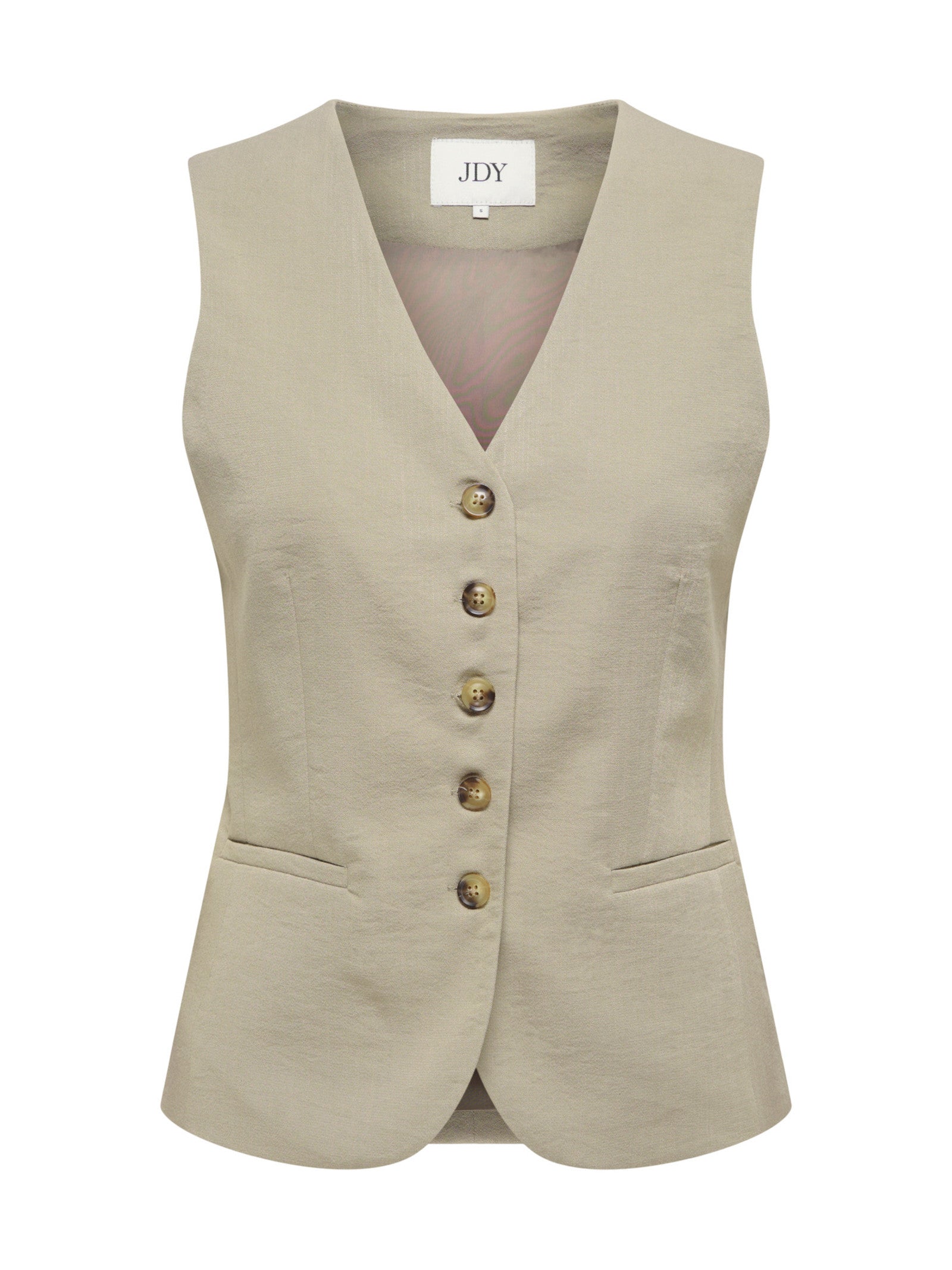 Gilet Only Beige River motivo a V 15354010 /Weathered Teak JDY 
