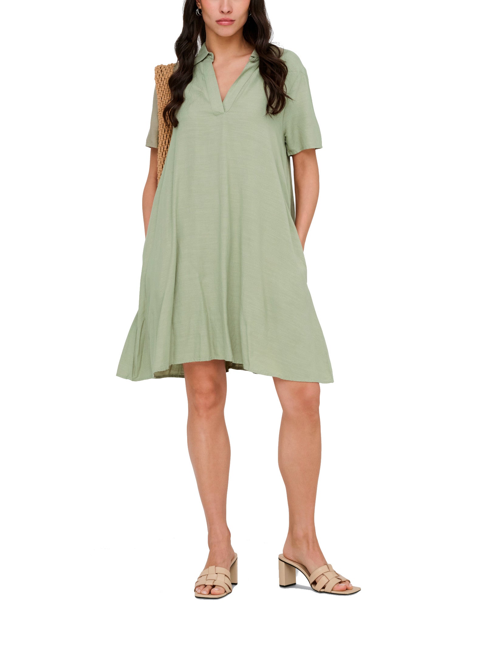 Abito JDY Verde Caya scollo a V 15366383 /Laurel Oak JDY 