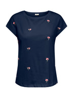 T-shirt JDY Blu Tia con ricami 15369918 /Black Iris JDY 