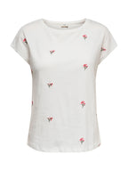 T-shirt JDY Bianco Tia con ricami 15369918 /Cloud Dancer JDY 