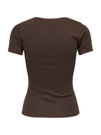 T-shirt JDY Marrone Lucky scollo a U 15370201 /Chicory Coffee JDY 