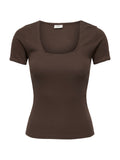 T-shirt JDY Marrone Lucky scollo a U 15370201 /Chicory Coffee JDY 