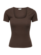 T-shirt JDY Marrone Lucky scollo a U 15370201 /Chicory Coffee JDY 