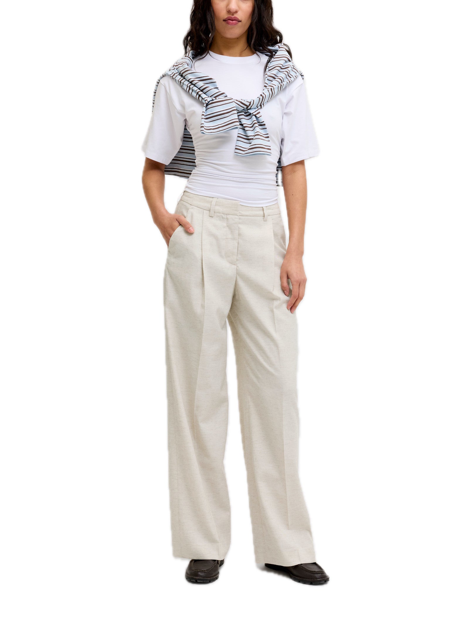 Pantalone JJXX Beige Aya wide 12268837 /Feather Gray JJXX 