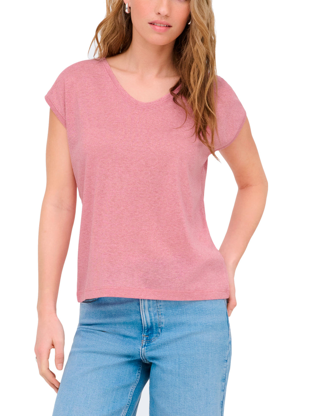 T-Shirt Only Silver Rosa in lurex 15136069 /Bonbon ONLY 