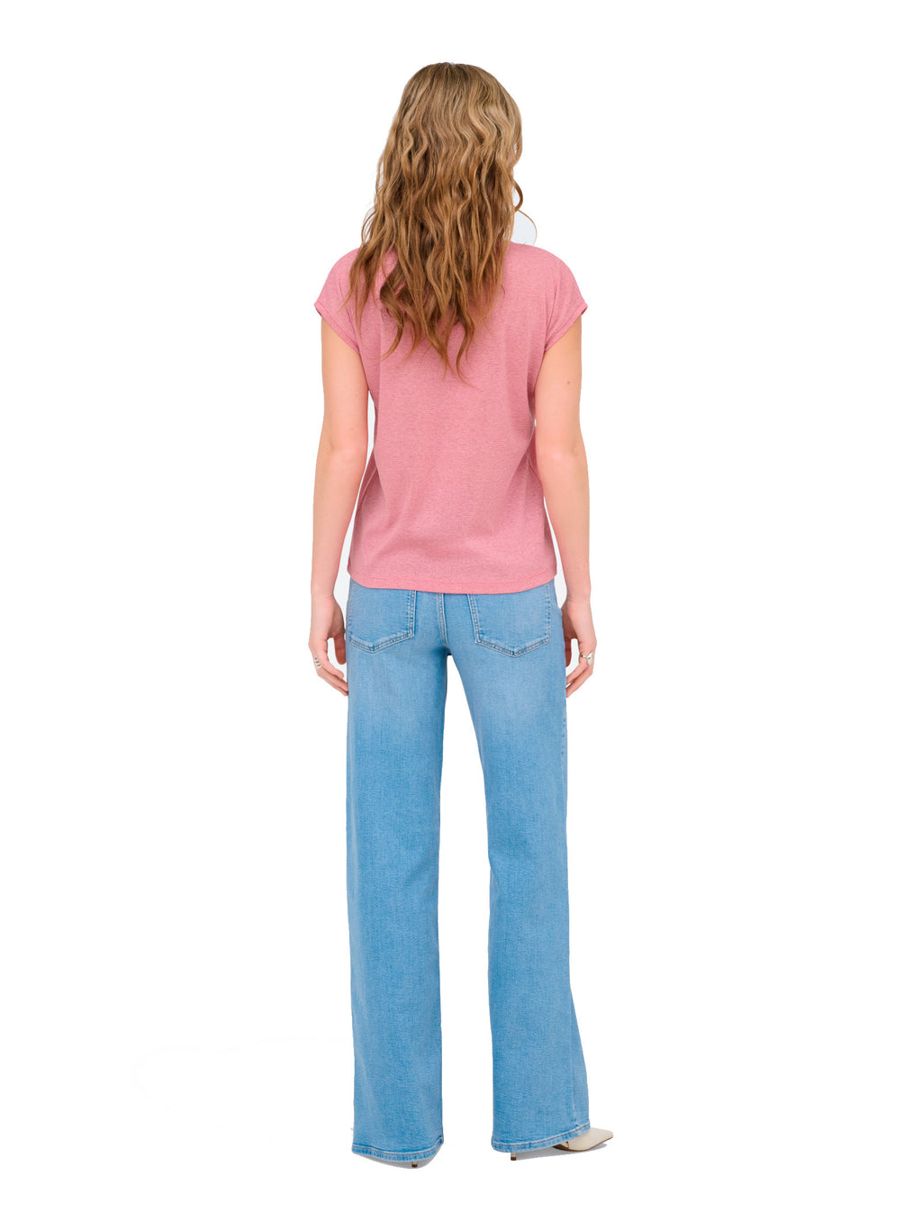 T-Shirt Only Silver Rosa in lurex 15136069 /Bonbon ONLY 