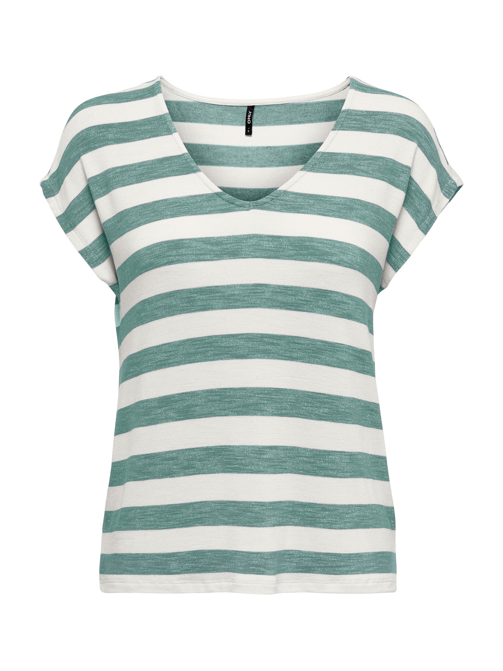 T-shirt Only Bianco Verde Lira a righe 15252103 /Chinois Green ONLY 