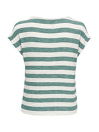 T-shirt Only Bianco Verde Lira a righe 15252103 /Chinois Green ONLY 