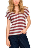 T-shirt Only Bianco Bordeaux Lira a righe 15252103 /Spiced Apple ONLY 