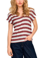 T-shirt Only Bianco Bordeaux Lira a righe 15252103 /Spiced Apple ONLY 