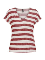 T-shirt Only Bianco Bordeaux Lira a righe 15252103 /Spiced Apple ONLY 