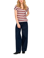 T-shirt Only Bianco Bordeaux Lira a righe 15252103 /Spiced Apple ONLY 