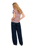 T-shirt Only Bianco Bordeaux Lira a righe 15252103 /Spiced Apple ONLY 