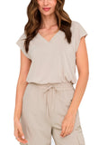 T-shirt Only Free Beige scollo a V 15287041 /Pumice Stone ONLY 