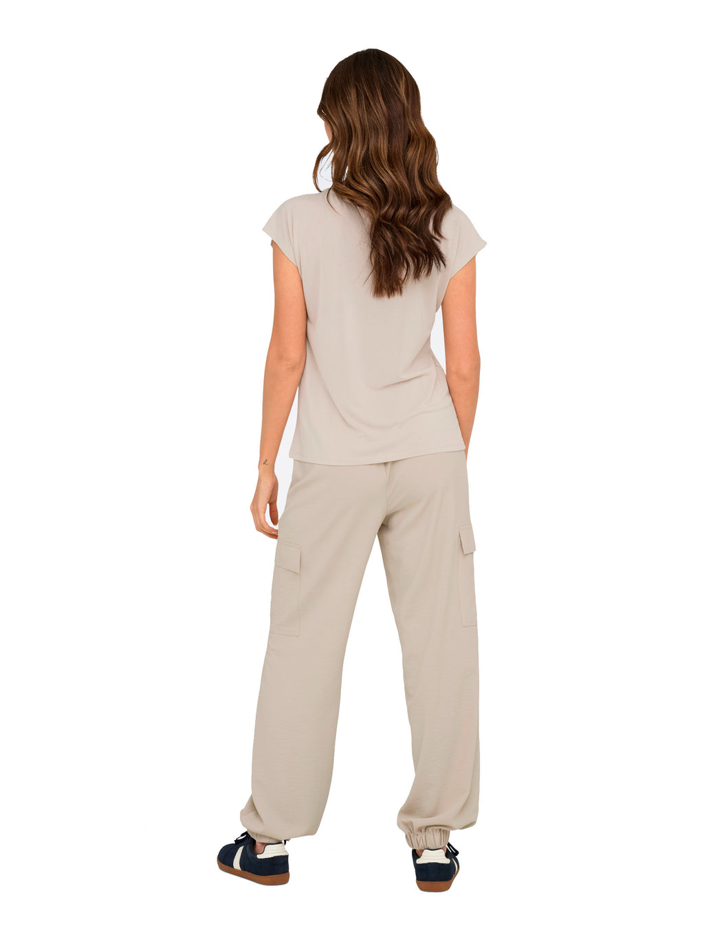 T-shirt Only Free Beige scollo a V 15287041 /Pumice Stone ONLY 