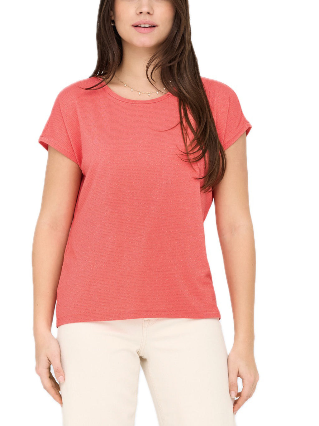T-shirt Only Corallo Claudia glitter 15318422 /Georgia Peach ONLY 
