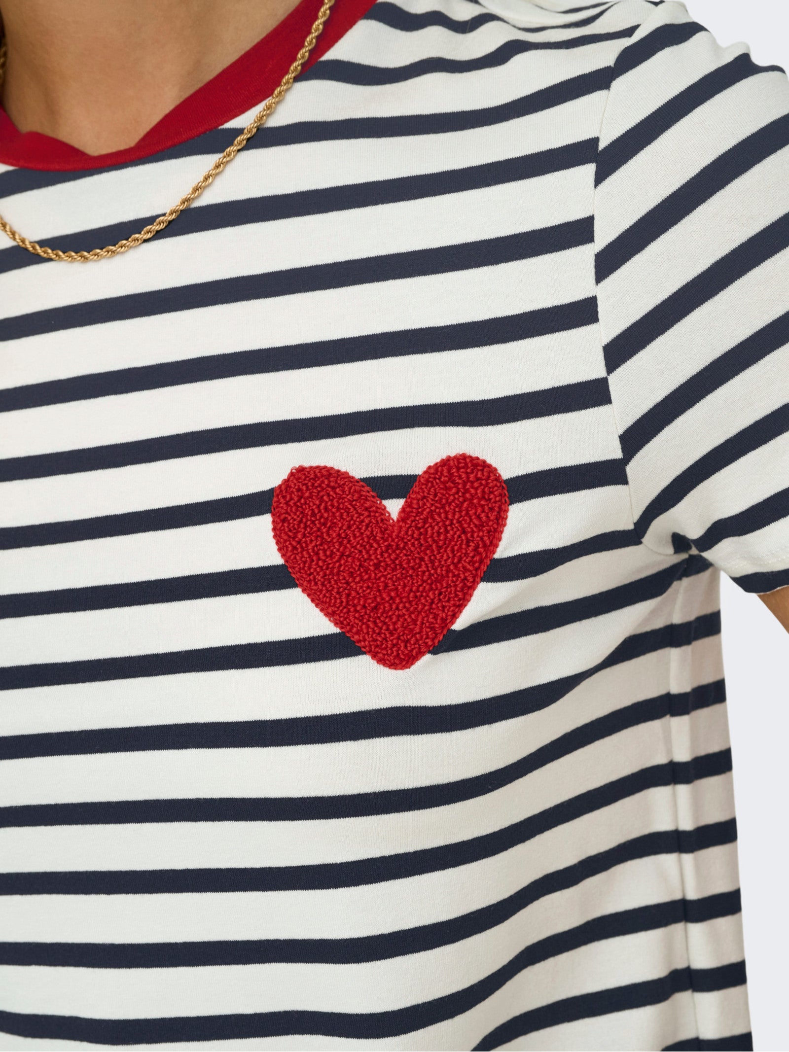 T-shirt Only Eart Bianco a righe 15318959 /HEART CLOUD DANCER ONLY 