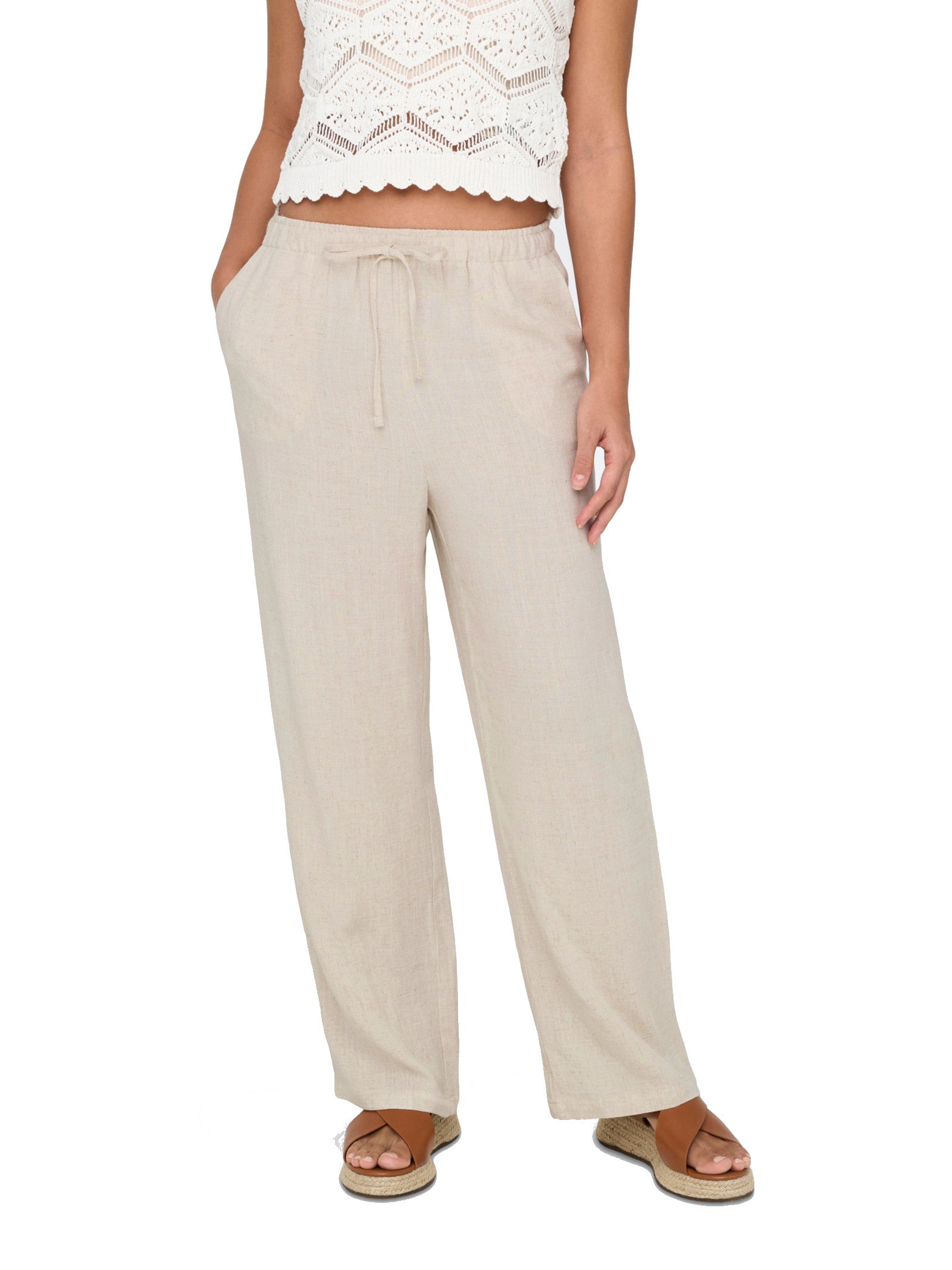 Pantalone Only Siesta Beige in lino 15322263 /Moonbeam ONLY 