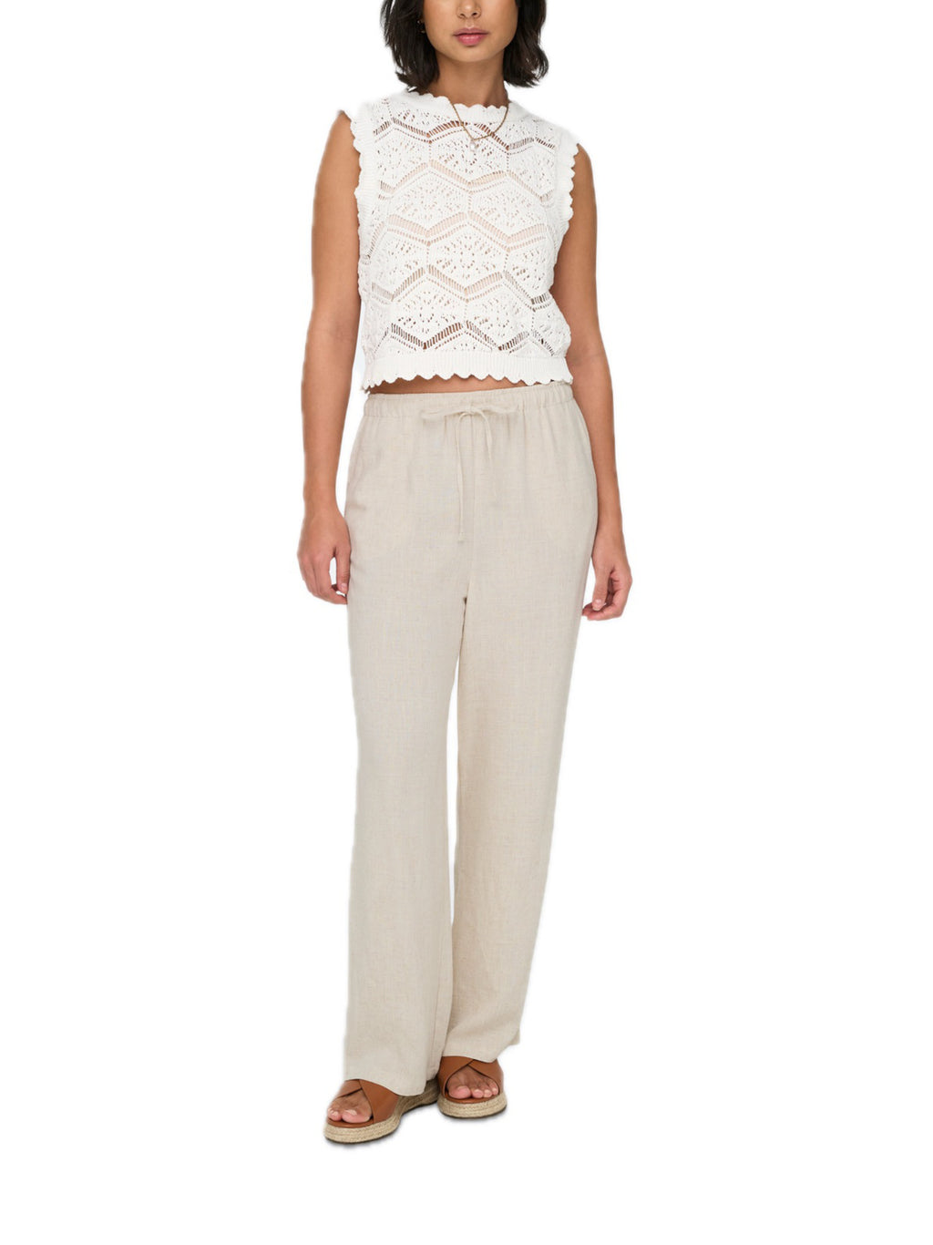 Pantalone Only Siesta Beige in lino 15322263 /Moonbeam ONLY 