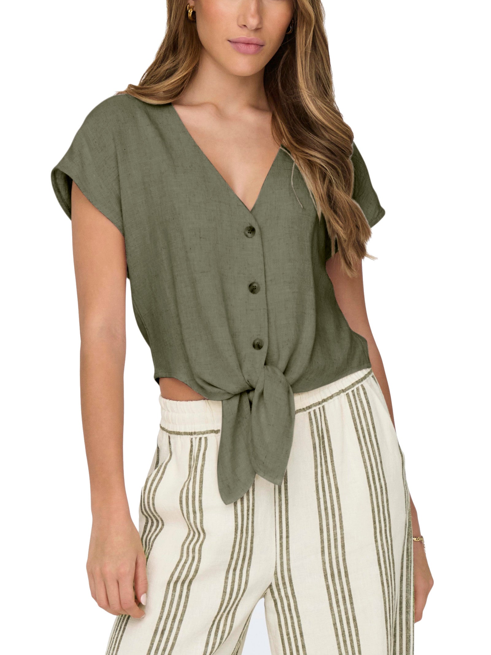 Camicia Only Verde Siesta maniche corte 15322270 /Deep Lichen Green ONLY 