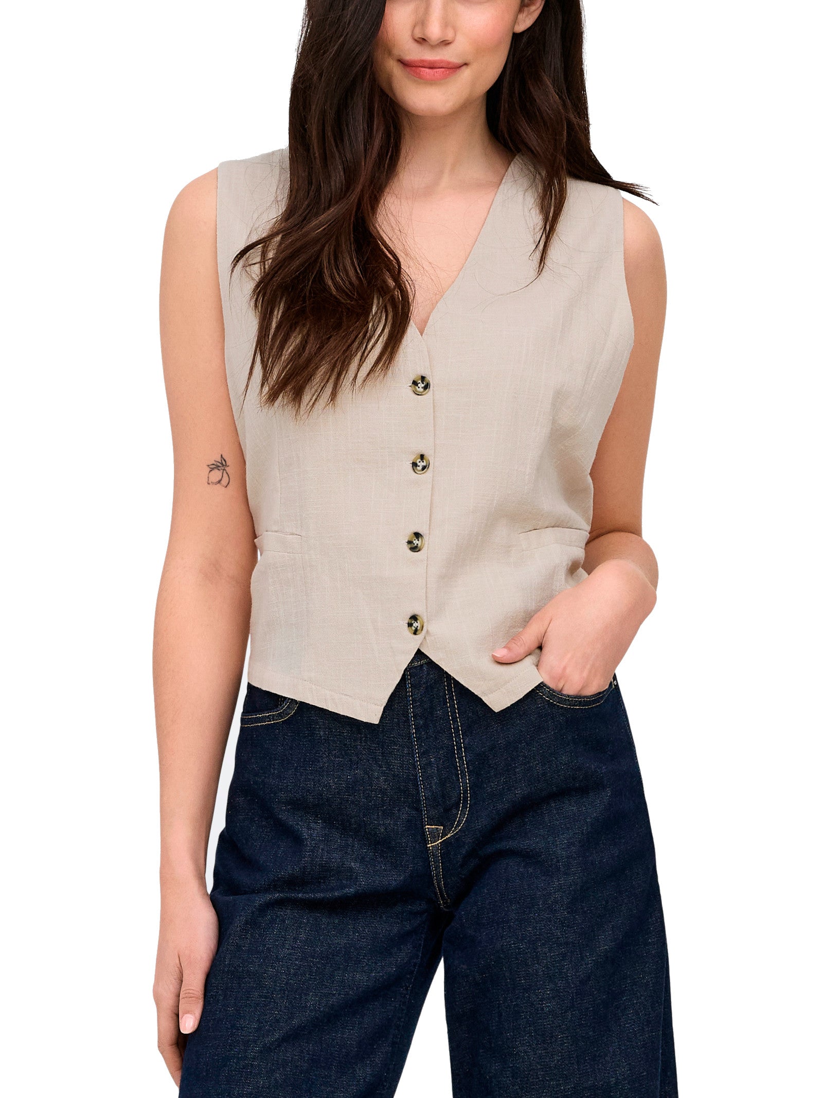 Gilet Only Sabbia Tizana scollo a V 15337097 /Silver Lining ONLY 