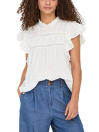 T-shirt Only Bianco Katti volant 15337637 /Cloud Dancer ONLY 