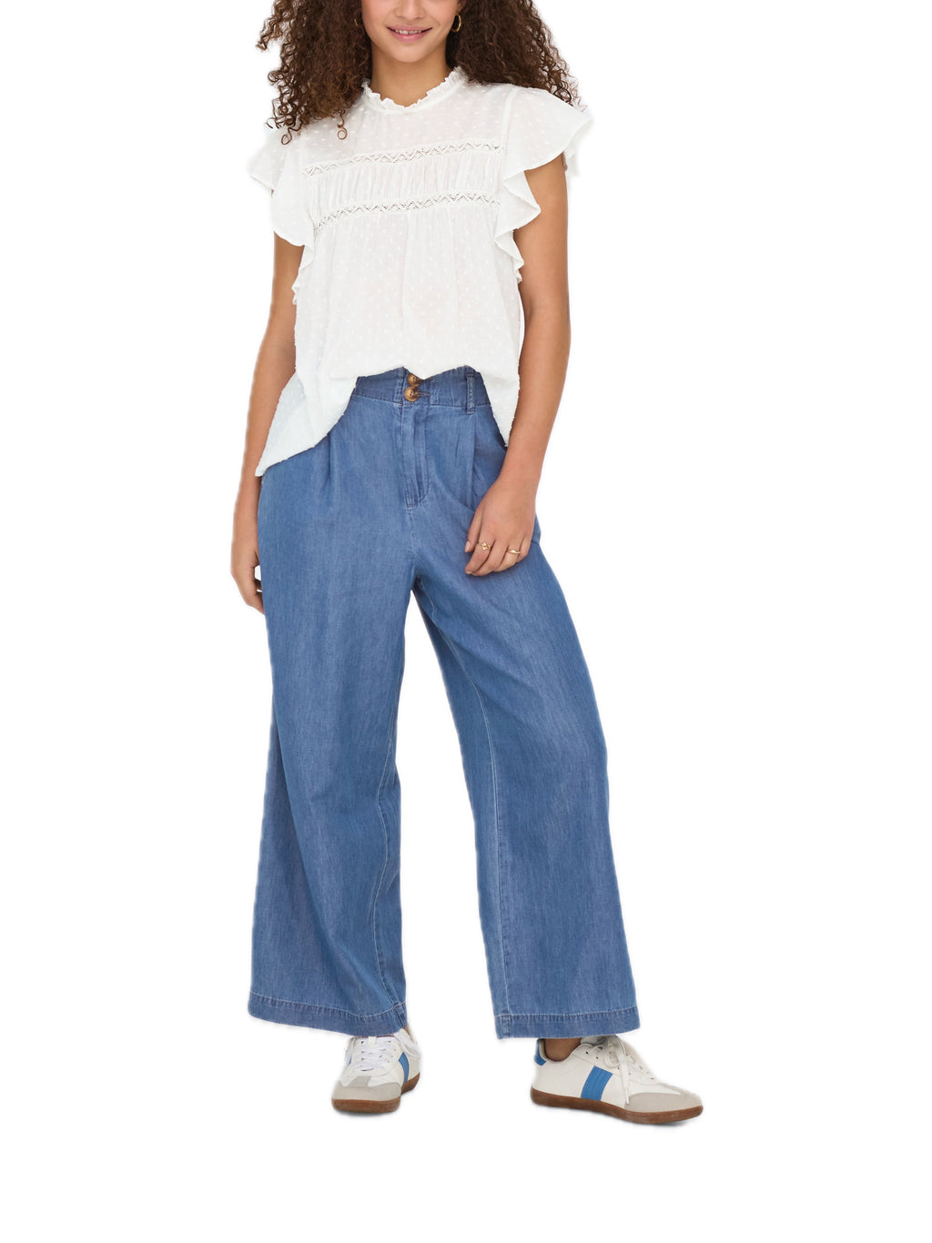 T-shirt Only Bianco Katti volant 15337637 /Cloud Dancer ONLY 