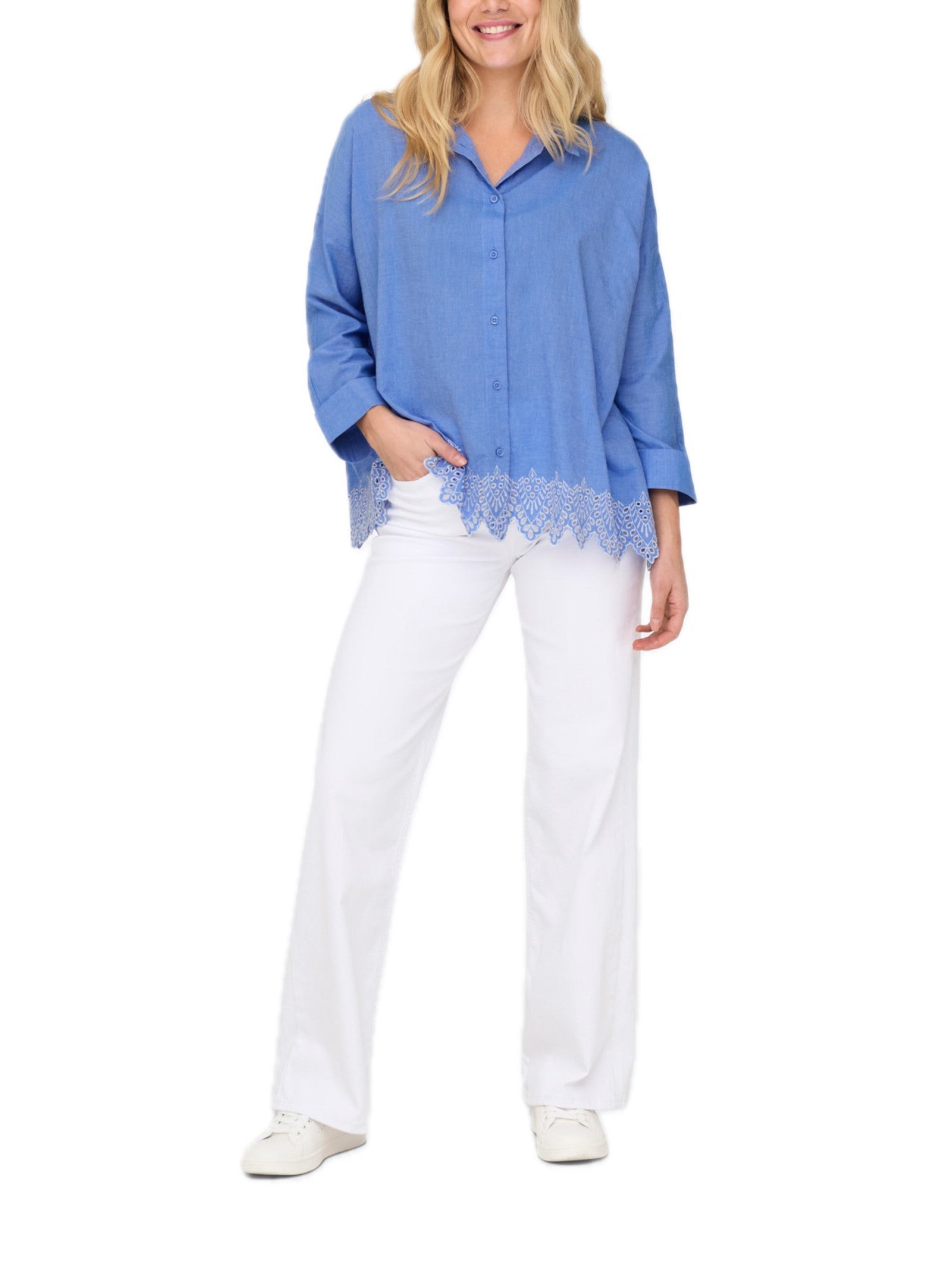 Camicia Only Graces Azzurro sangallo 15343165 /Blue Bonnet ONLY 