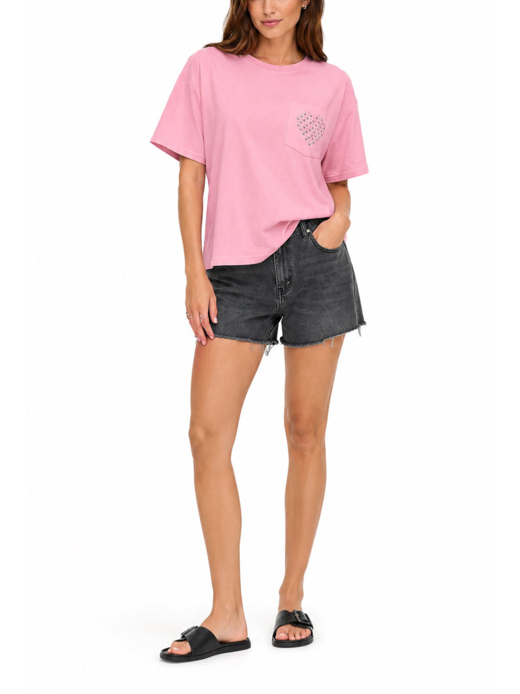 T-shirt Only Rosa Terza Cropped 15343834 /Romance Rose ONLY 