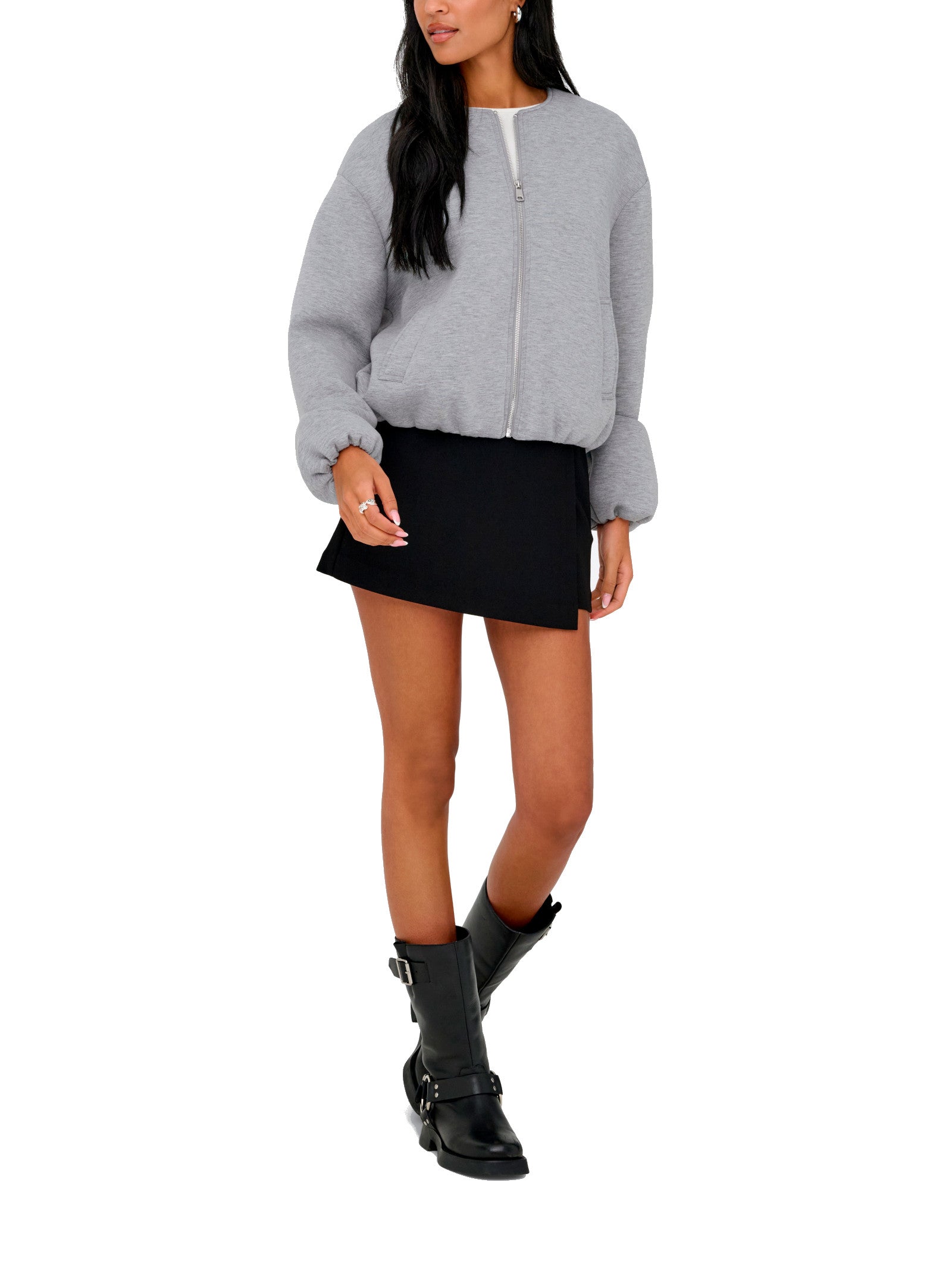Giubbotto Only Ellie Grigio girocollo 15344567 /Medium Grey Melange ONLY 