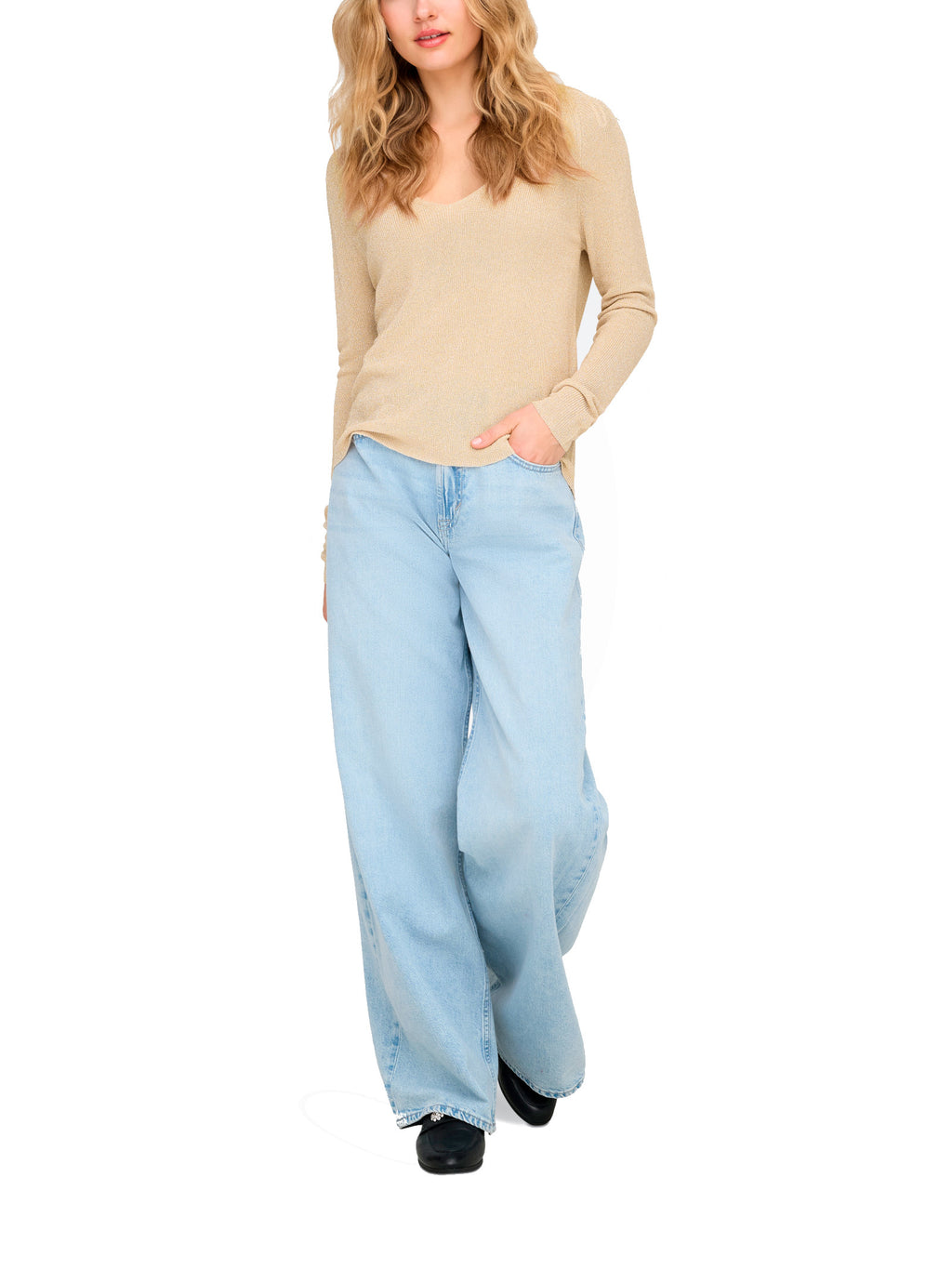 Maglia Only Hannah Oro scollo a V 15363029 /Frosted Almond ONLY 