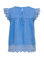 T-shirt Only Azzurro Tulum sangallo 15367431 /Blue Bonnet ONLY 
