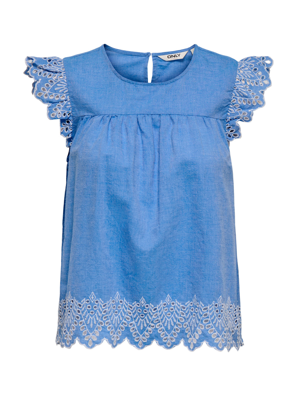 T-shirt Only Azzurro Tulum sangallo 15367431 /Blue Bonnet ONLY 