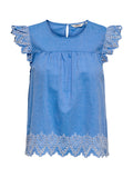 T-shirt Only Azzurro Tulum sangallo 15367431 /Blue Bonnet ONLY 