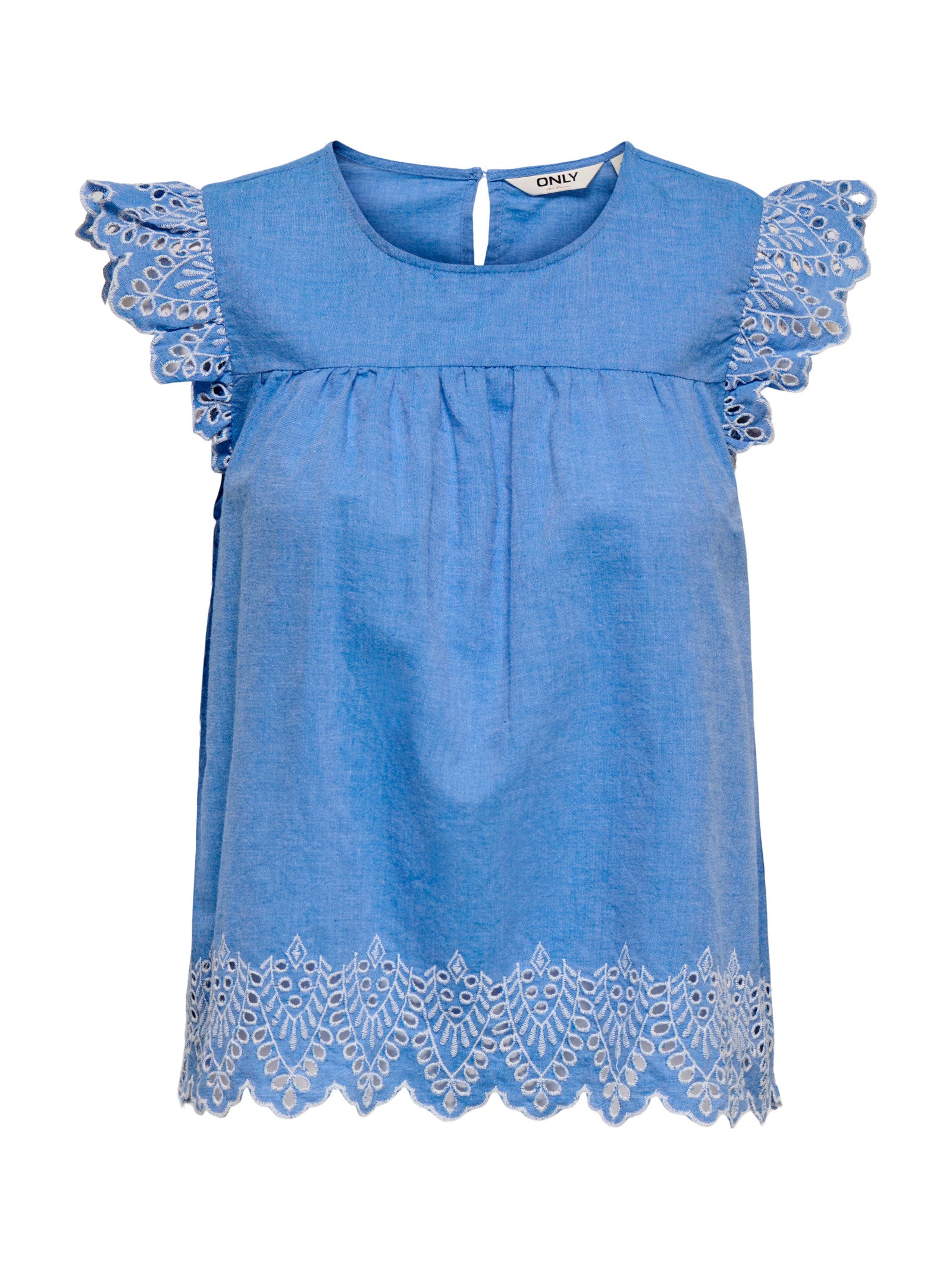T-shirt Only Azzurro Tulum sangallo 15367431 /Blue Bonnet ONLY 
