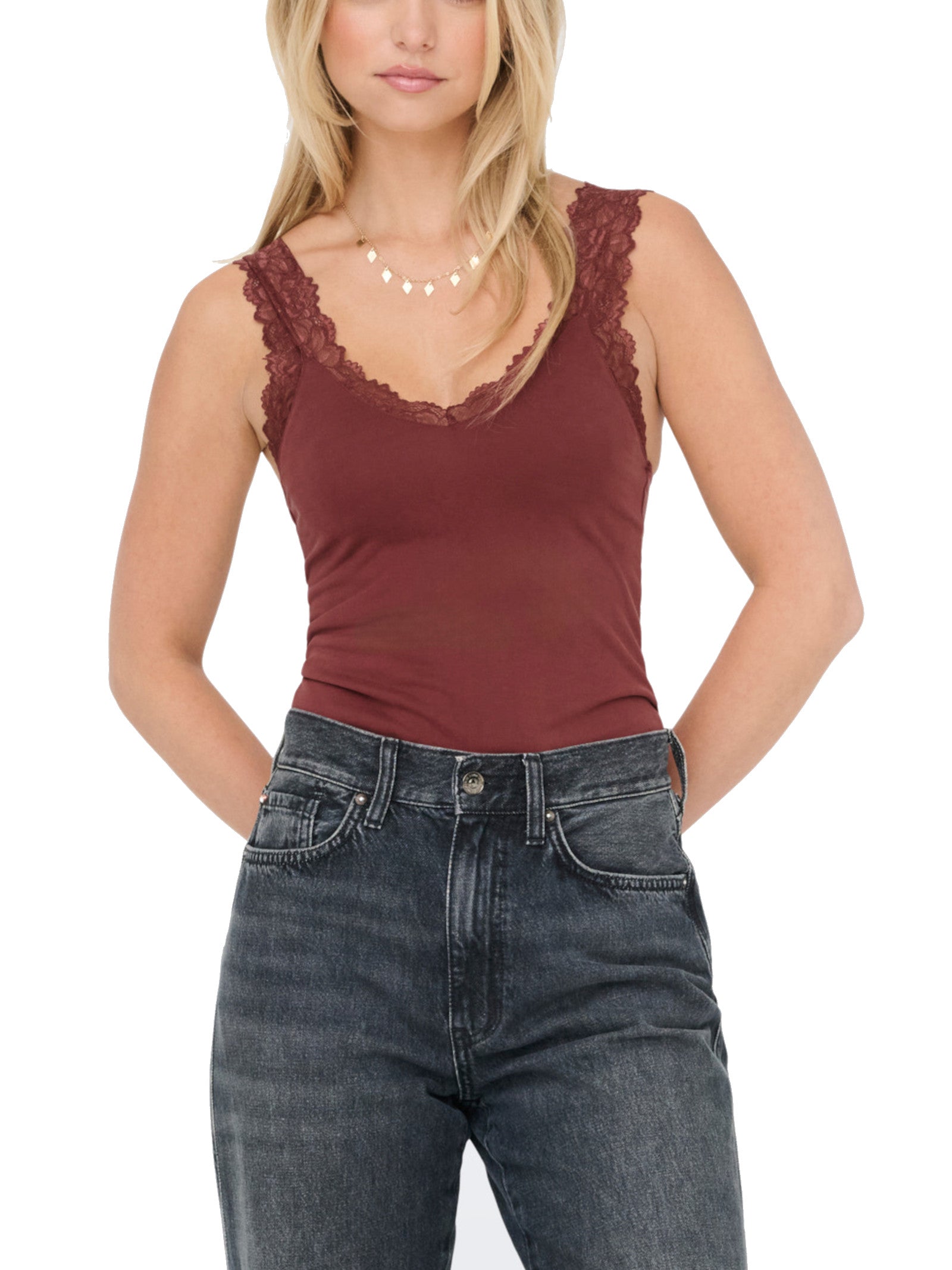 Top Only Bordeaux Free con pizzo 15367470 /Sable ONLY 