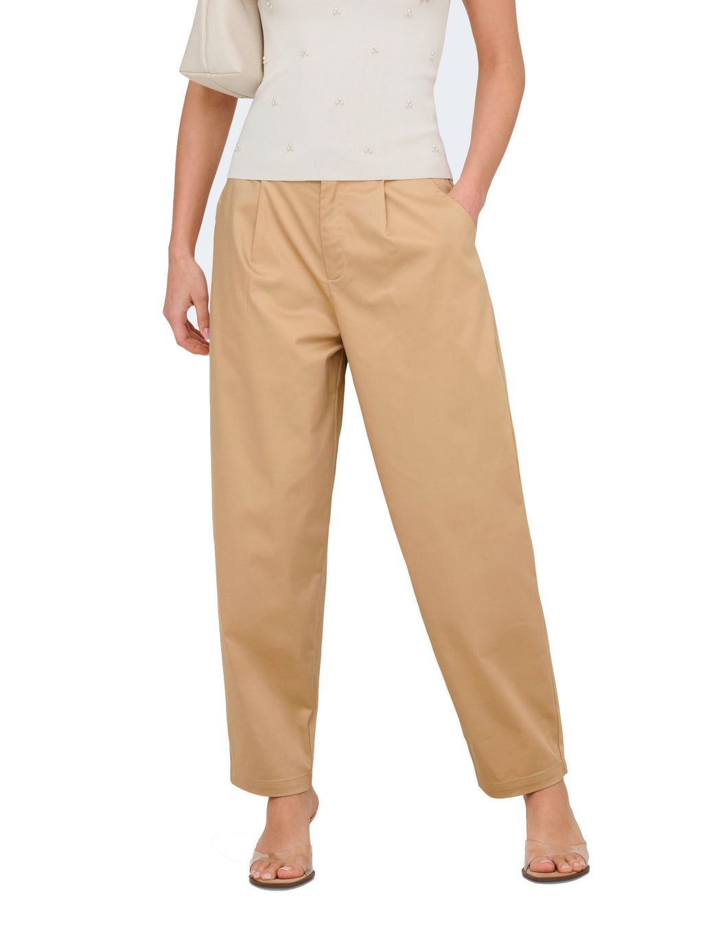 Pantalone Only Beige Casil Barrel 15368213 /Irish Cream ONLY 
