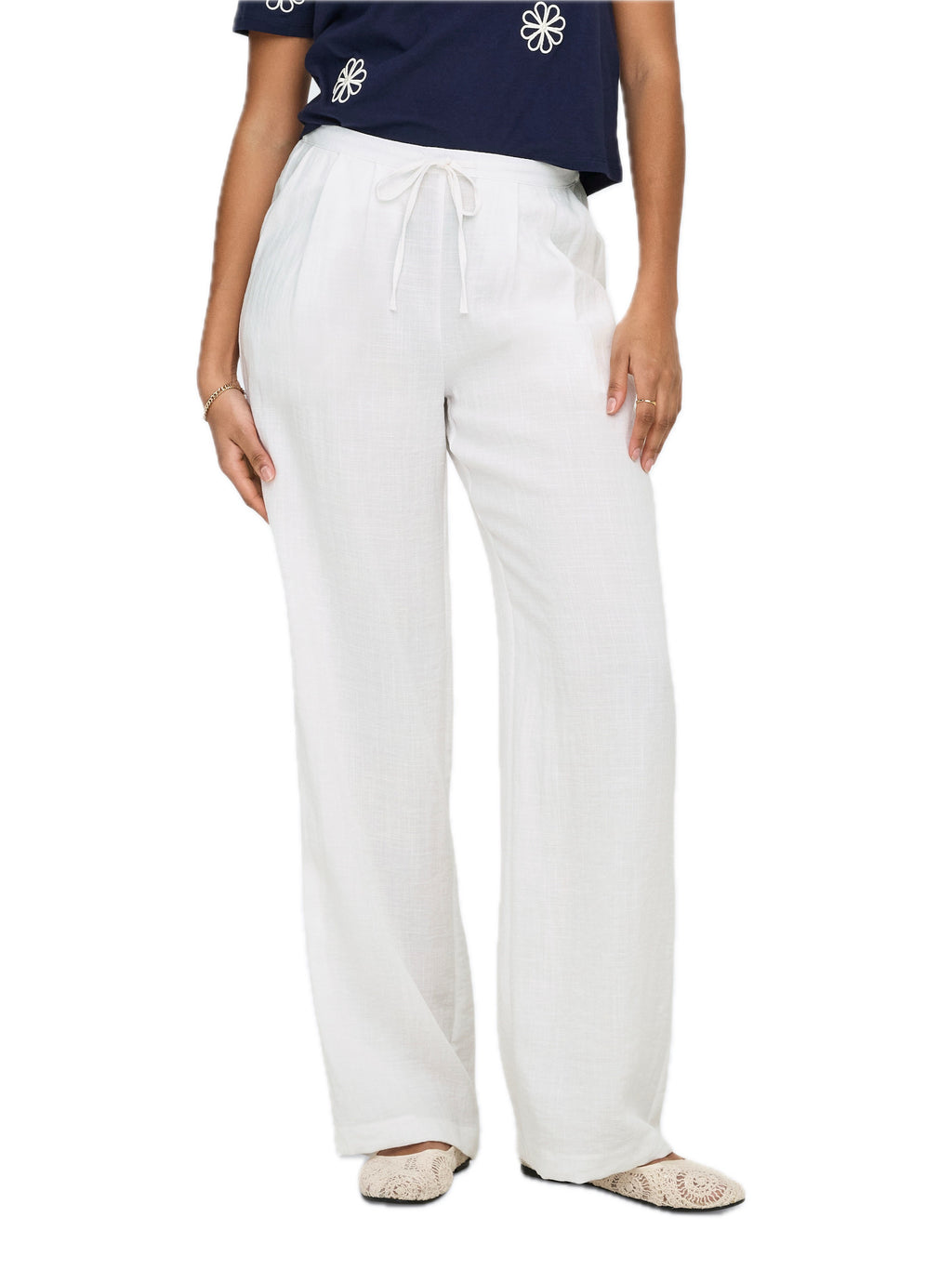 Pantalone Only Bianco Lita con elastico 15370273 /Bright White ONLY 