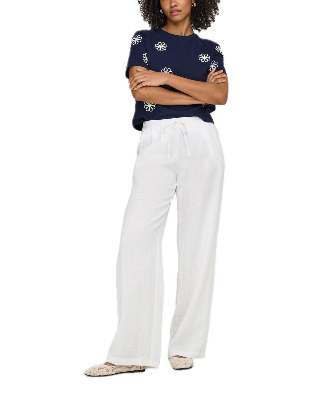 Pantalone Only Bianco Lita con elastico 15370273 /Bright White ONLY 