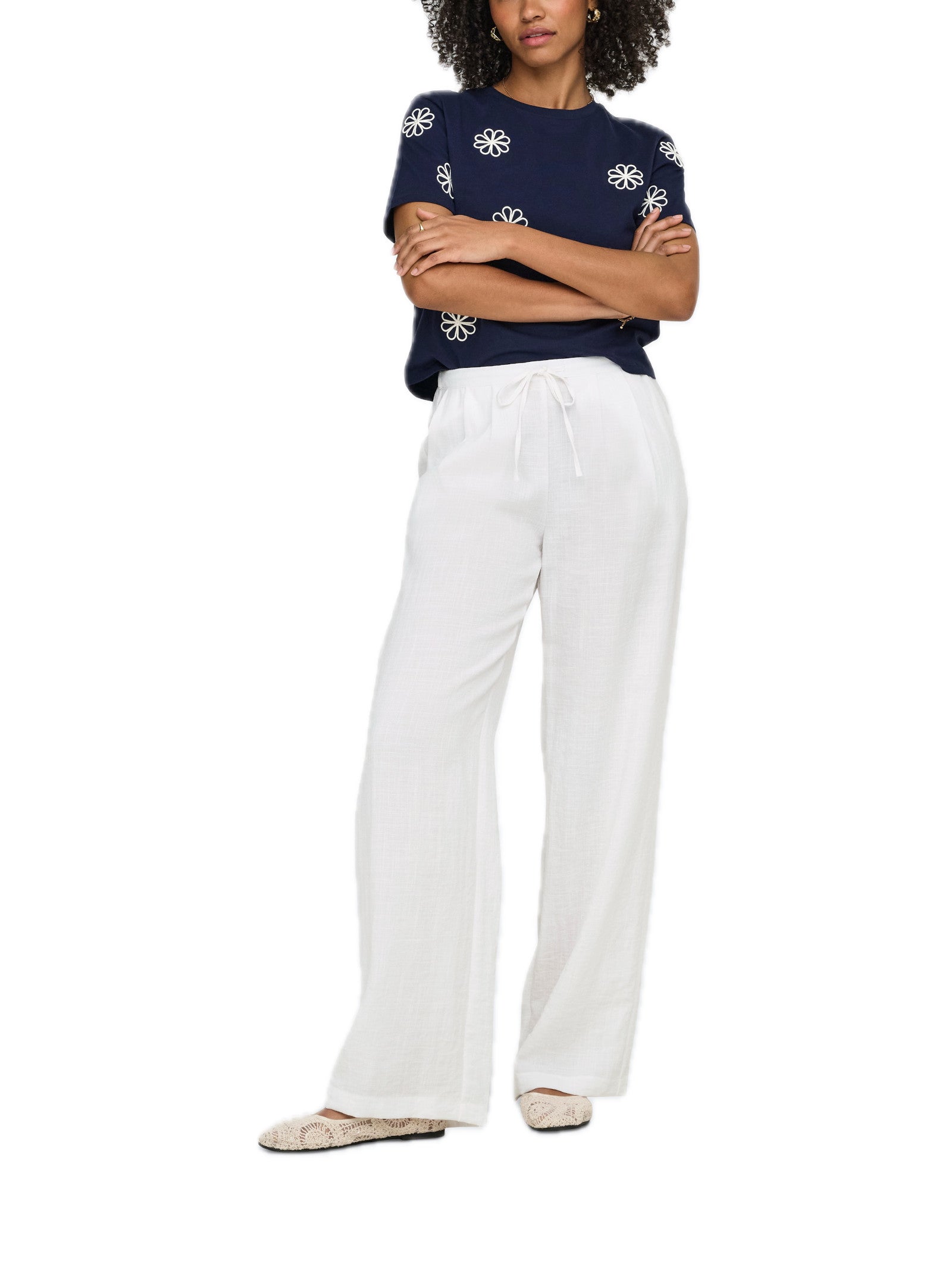 Pantalone Only Bianco Lita con elastico 15370273 /Bright White ONLY 