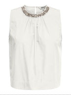 Top Only Bianco Rayi smanicato 15371623 /Cloud Dancer ONLY 