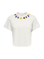 T-shirt Only Bianco nek Bella 15372233 /Neck Cloud Dancer ONLY 