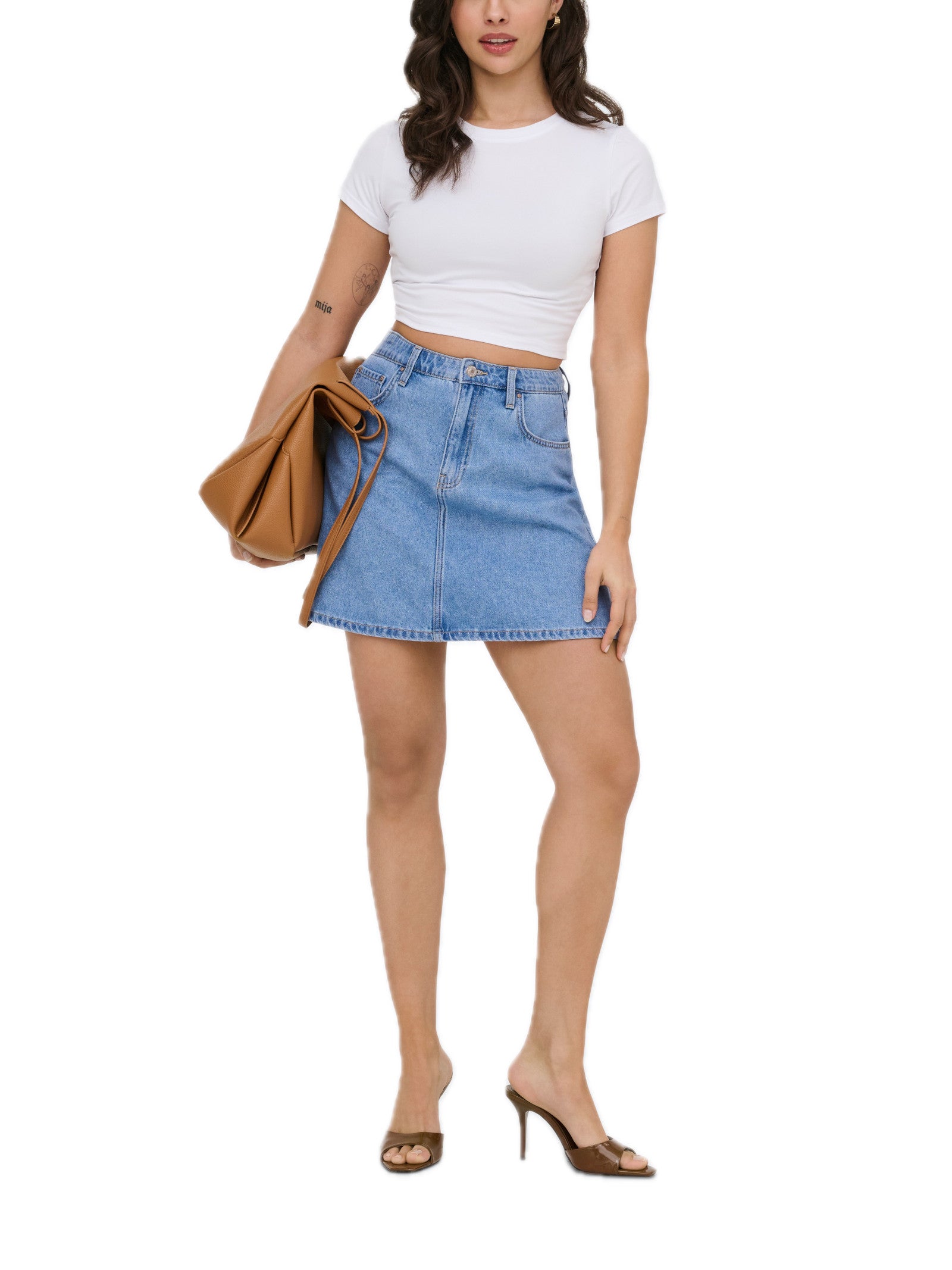 Gonna mini Only Light Blue in denim 15374900 /Light Blue Denim ONLY 
