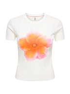 T-shirt Only Bianco arancione Princess fiore 15375782 /Orange Cloud Dancer ONLY 