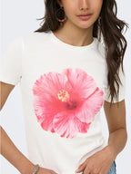 T-shirt Only Bianco rosa Princess fiore 15375782 /Pink Cloud Dancer ONLY 