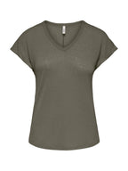 T-shirt Only Verde Dalila scollo a V 15376094 /Smokey Olive ONLY 