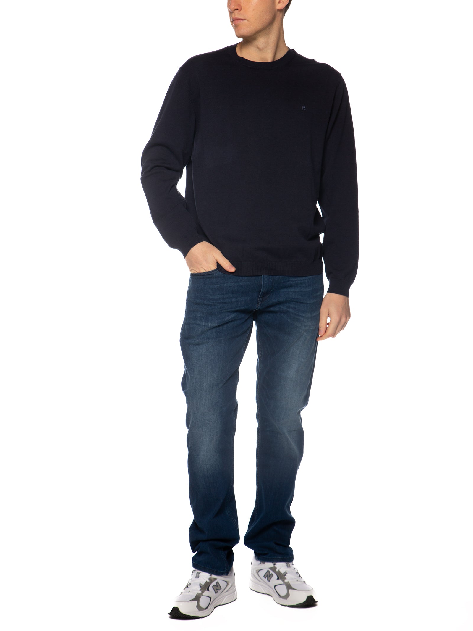 Maglia Replay Blu basic con logo UK4581 088 REPLAY 