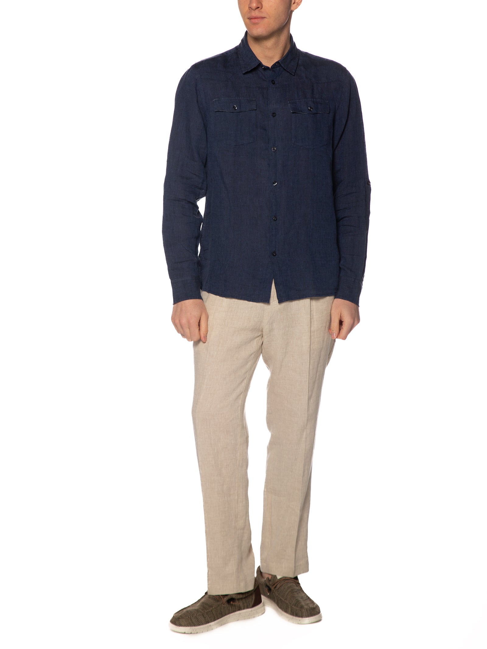 Camicia Seinse Blu in lino western CE1096 BLU SEINSE 