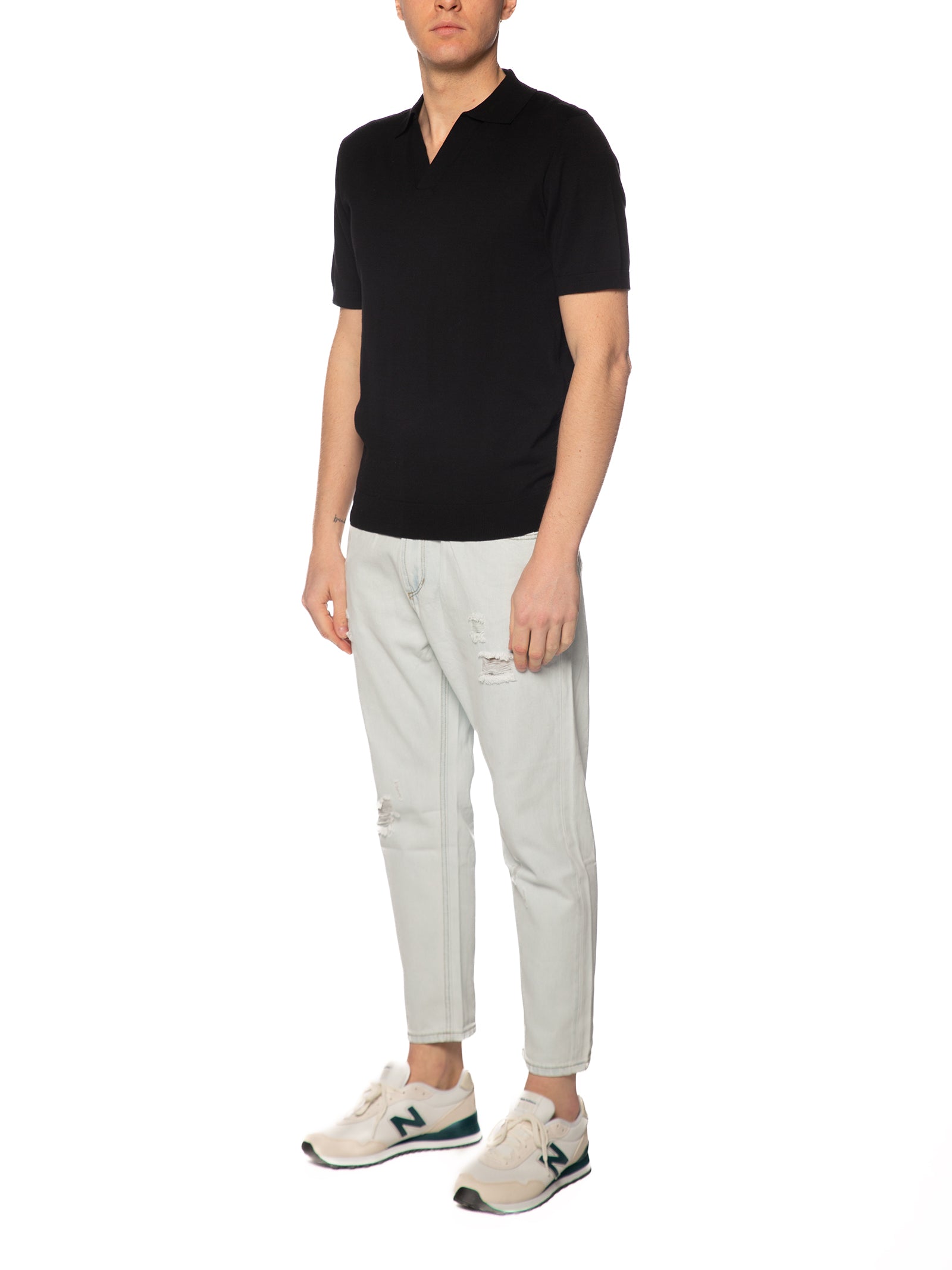 Polo Seinse Nero in maglia collo aperto ME3187 NERO SEINSE 