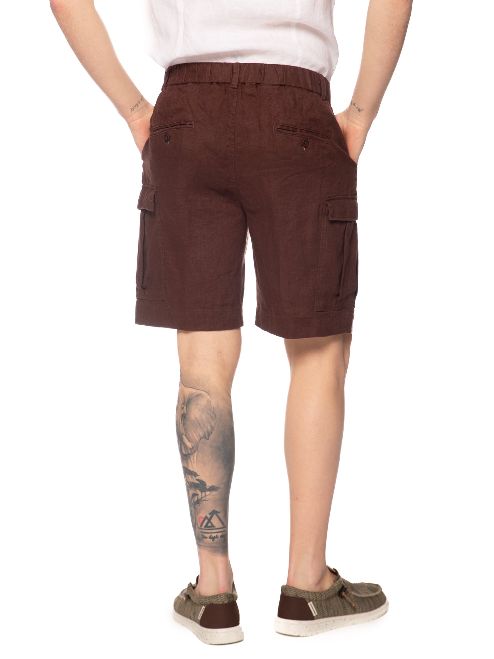 Bermuda Seinse Moka cargo in lino con elastico dietro PB1525 MOKA SEINSE 
